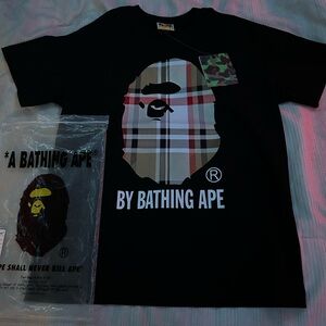 BAPE A Bathing Ape Check by Bathing Beige/Black Tee